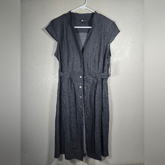 AB Studio Black Button-Down Midi Dress – Size 12 – Chic and Elegant - Picture 1 of 6